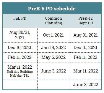 PD Schedule K-5